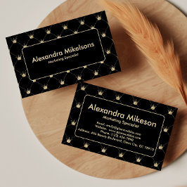 Tarjeta De Visita Corona de oro negro elegante patrón profesional