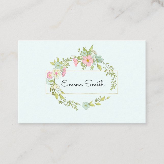 Tarjeta De Visita Corona elegante de flor (Anverso)