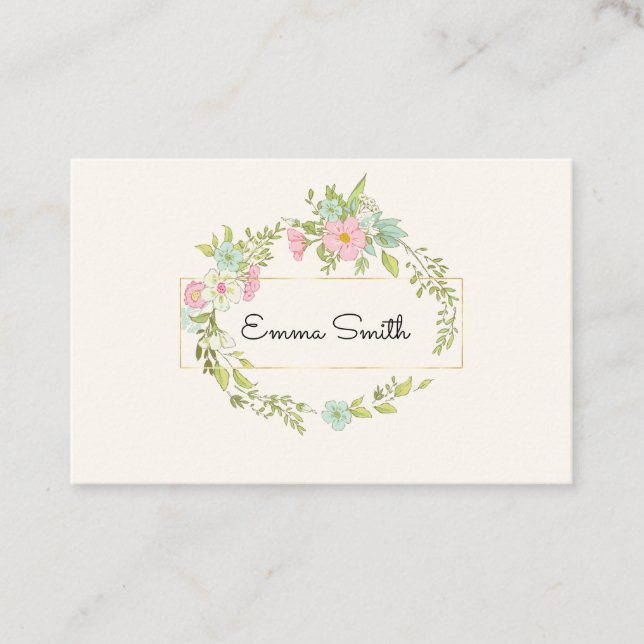 Tarjeta De Visita Corona elegante de flor (Anverso)