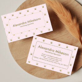 Tarjeta De Visita Corona Elegante de Oro Rosa