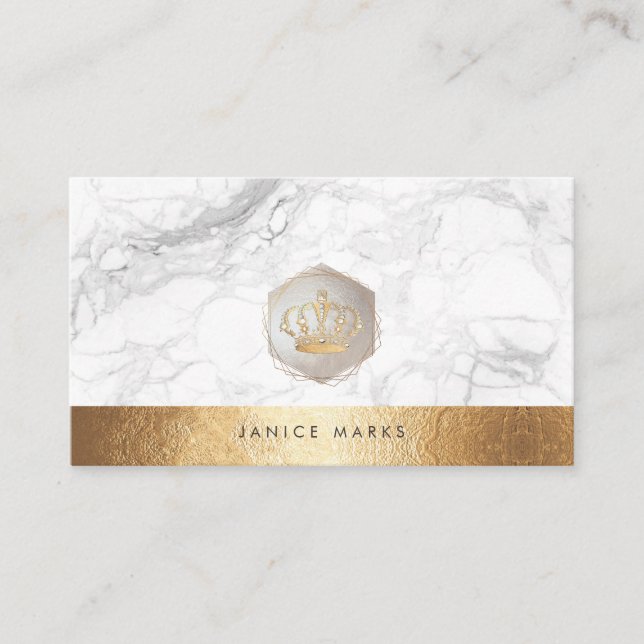 TARJETA DE VISITA CORONA IMPERIAL DE PIXDEZINAS| ORO MARBLE FAUX (Anverso)