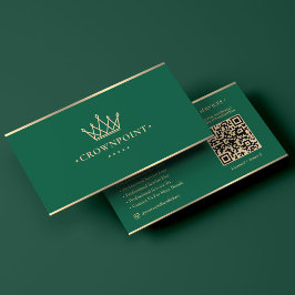 Tarjeta De Visita Corona Real Verde Oscuro Profesional de Lujo