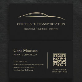 Tarjeta De Visita Corporate Transportation QR Code Black & Gold