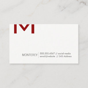 Tarjeta De Visita Corporativo Fracción de monograma (rojo profundo