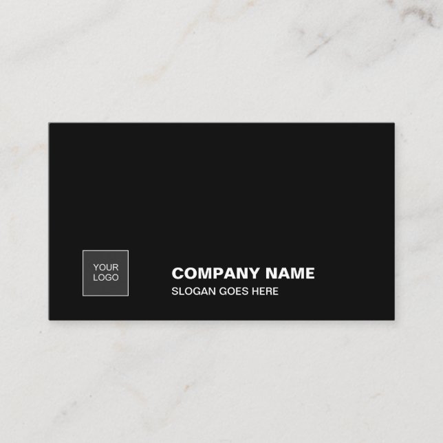 Tarjeta De Visita Corporativo llano simple negro elegante (Anverso)