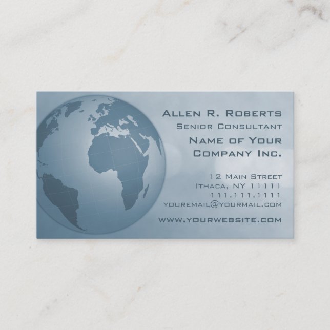 Tarjeta De Visita Corporativo moderno azul gris elegante global que (Anverso)