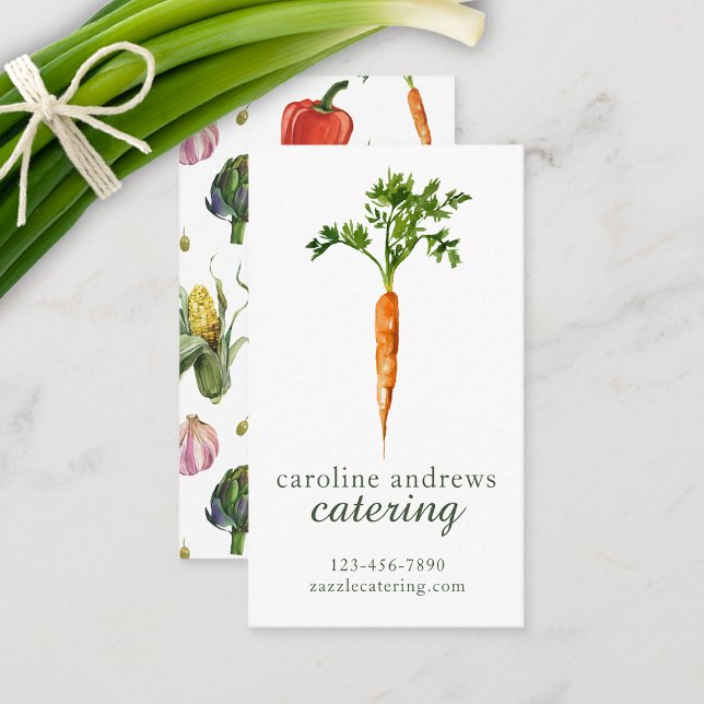 Tarjeta De Visita Correa orgánica de acuarela (Watercolor Organic Carrot Business Card)