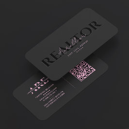 Tarjeta De Visita Corredor de hipotecas minimalista rosa y negro par