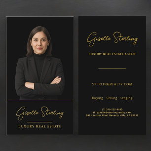 Tarjeta De Visita Corredor Inmobiliario Profesional Black Gold