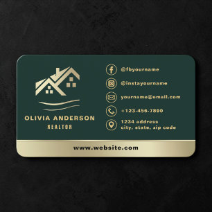Tarjeta De Visita Corredor Inmobiliario Verde Oro