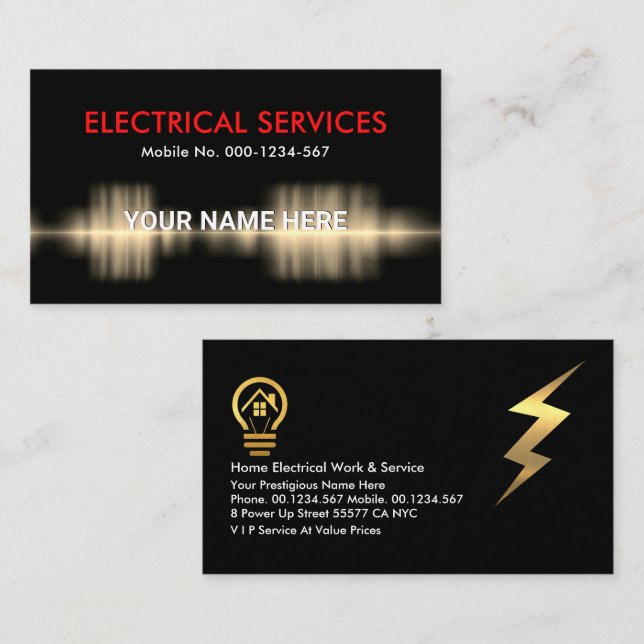 Tarjeta De Visita Corriente eléctrica: tu nombre (Anverso / Reverso)