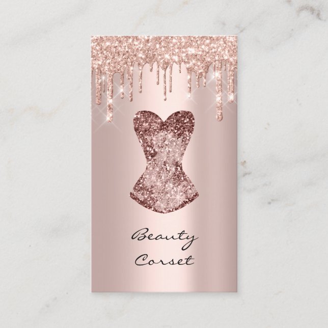 Tarjeta De Visita Corset Bridal Shower Boda Rosa ilusionista (Anverso)