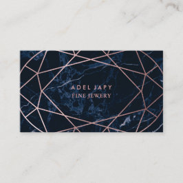 Tarjeta De Visita Corta de oro Rosa PixDezines de Mármol Azul + Faux