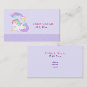 Tarjeta De Visita Corta unicornio con una colorida estrella de tiro