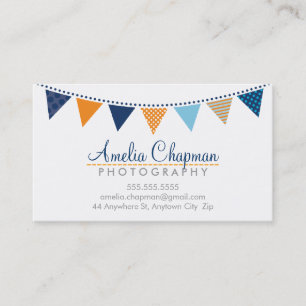 Tarjeta De Visita CORTE BRILLANTE BUNTING negrita fiesta naranja azu