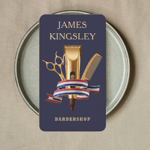 Tarjeta De Visita Corte de pelo de barbería profesional barbero Navy