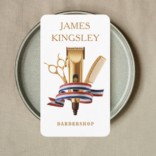 Tarjeta De Visita Corte de pelo profesional en barbería Barber's Whi