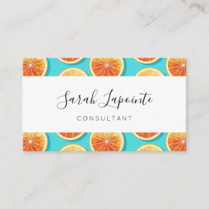Tarjeta De Visita Cortes de naranja en azul