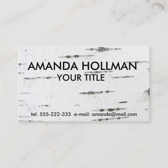 Tarjeta De Visita Corteza de Birch (Anverso)