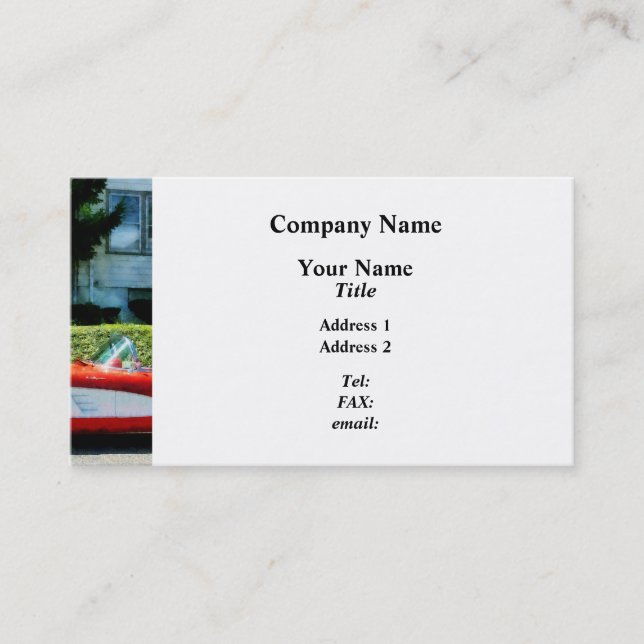 Tarjeta De Visita Corvette rojo y blanco convertible (Anverso)