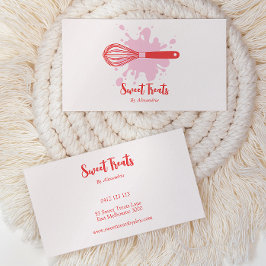 Tarjeta De Visita Cosa de panadería de época Whisk rosa y Rojo