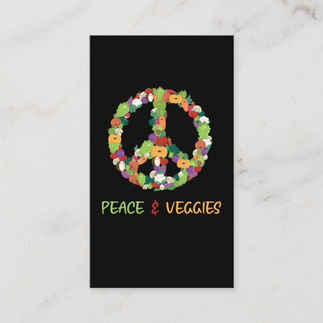 Tarjeta De Visita Cosas de verduras Planta Signo de paz Vegan Fun (Anverso)