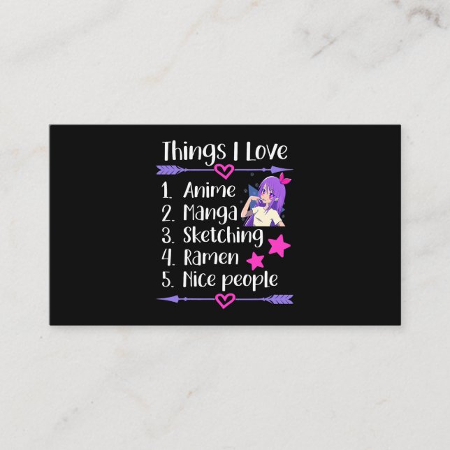 Tarjeta De Visita Cosas Que Me Encantan Anime Manga Esbozando Ramen  (Anverso)