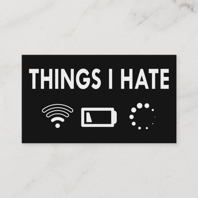 Tarjeta De Visita Cosas que odio (Anverso)