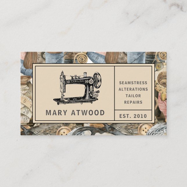 Tarjeta De Visita Coser de sastre de costura de marea de vapor (Anverso)