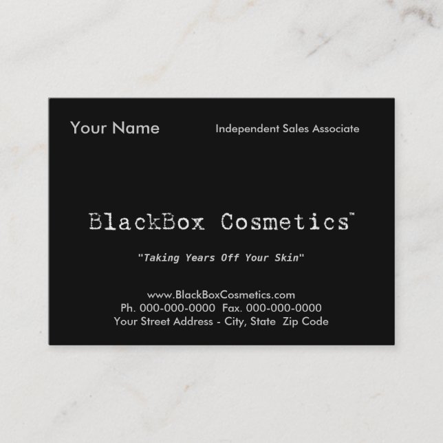Tarjeta De Visita Cosméticos de la caja negra, ventas independientes (Anverso)