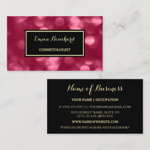 Tarjeta De Visita Cosmetóloga Bokeh Magenta