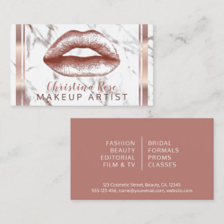 Tarjeta De Visita Cosmetóloga de artistas de maquillaje de mármol de