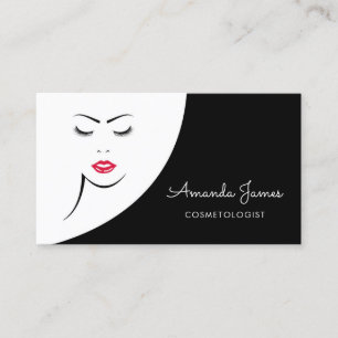 Tarjeta De Visita Cosmetóloga de los labios rojos de la mujer blanca