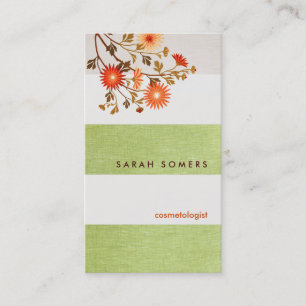 Tarjeta De Visita Cosmetología Belleza natural de línea rayada verde