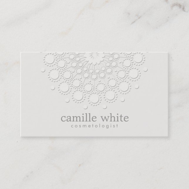 Tarjeta De Visita Cosmetología Elegante Rosette Monocromático Blanco (Anverso)