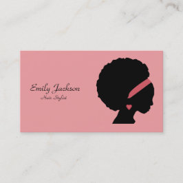 Tarjeta De Visita Cosmetología Rosa Natural Hair Afro Lady