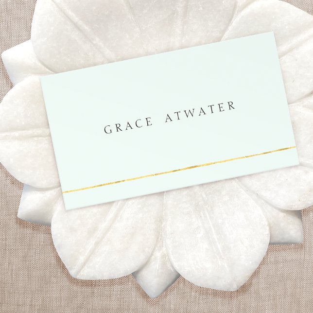 Tarjeta De Visita Cosmetología simple y elegante, Spa, dorado y azul (Subido por el creador)