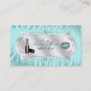 Tarjeta De Visita Cosmetologist azul del purpurina del hielo del