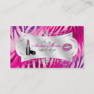 Tarjeta De Visita Cosmetologist fucsia del purpurina de la lavanda
