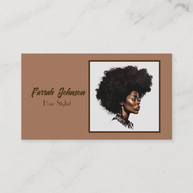 Tarjeta De Visita Cosmetólogo afro (Anverso)