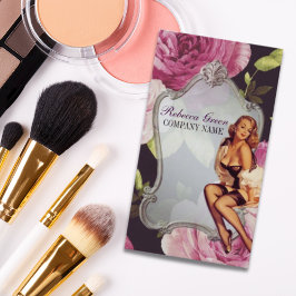 Tarjeta De Visita Cosmetólogo Chica Pin Up Artista de maquillaje de