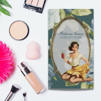 Tarjeta De Visita Cosmetólogo Chica Pin Up Artista de maquillaje de 
