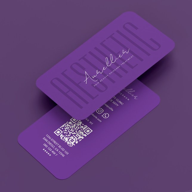 Tarjeta De Visita Cosmetólogo de arte de maquillaje moderno Royal Pu (Modern Makeup Artist Cosmetologist Royal Purple Business Card
)