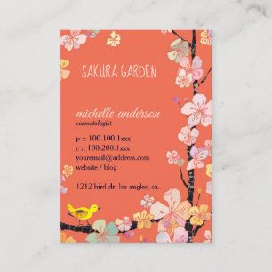Tarjeta De Visita Cosmetólogo de aves de Sakura