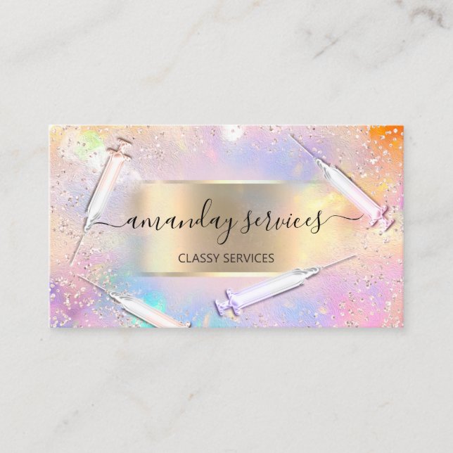 Tarjeta De Visita Cosmetólogo de belleza Syringe Botox B12 Código QR (Anverso)