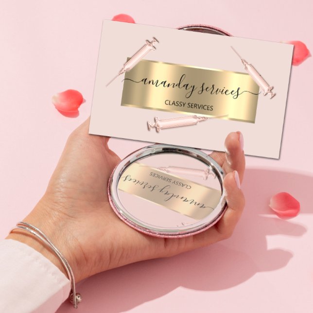 Tarjeta De Visita Cosmetólogo de belleza Syringe Botox B12 QRCodeBlu (Subido por el creador)