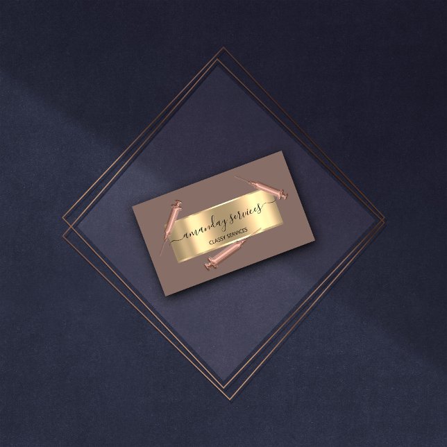 Tarjeta De Visita Cosmetólogo de belleza Syringe Botox B12 Rosa QRCo (Beauty Cosmetologist Syringe Botox B12 QRCode Rose Business Card)