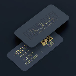 Tarjeta De Visita Cosmetólogo dermatólogo Monograma azul moderno