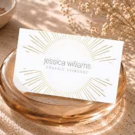 Tarjeta De Visita Cosmetólogo Elegante Belleza Gold Sunburst, Salón
