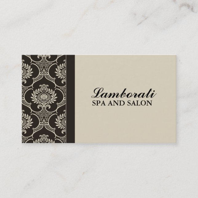Tarjeta De Visita Cosmetólogo elegante profesional Damask Floral (Anverso)